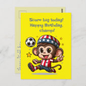 Niedlich Happy Monkey Soccer Player Card Postkarte (Vorne/Hinten)