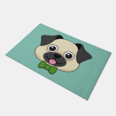 Niedlich Happy Mops Dog mit Papillon Fußmatte (Schrägansicht)