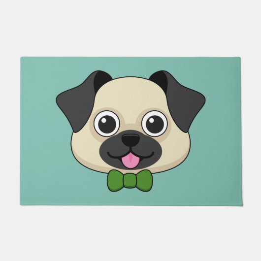 Niedlich Happy Mops Dog mit Papillon Fußmatte (Vorderseite)