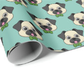 Niedlich Happy Mops Dog mit Papillon Geschenkpapier (Rolleneckpunkt)