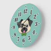 Niedlich Happy Mops Dog mit Papillon Große Wanduhr (Winkel)