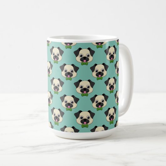 Niedlich Happy Mops Dog mit Papillon Kaffeetasse (VorderseiteRechts)