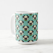 Niedlich Happy Mops Dog mit Papillon Kaffeetasse (Vorderseite Links)