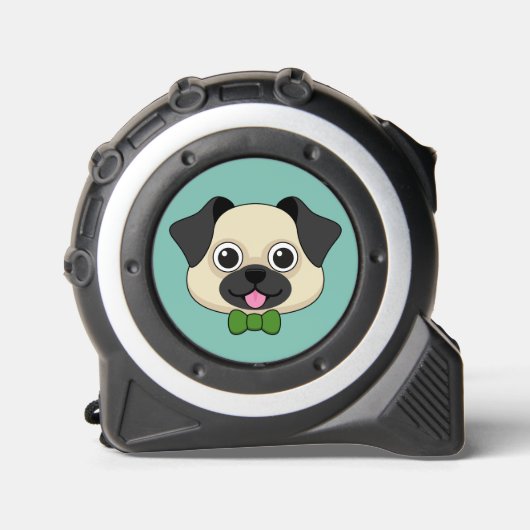 Niedlich Happy Mops Dog mit Papillon Maßband (Vorderseite)