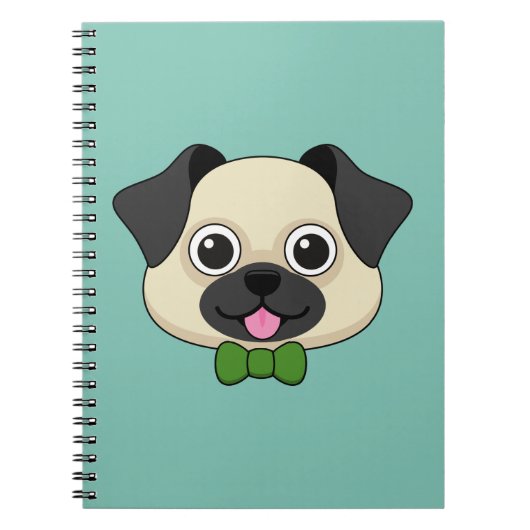 Niedlich Happy Mops Dog mit Papillon Notizblock (Vorderseite)