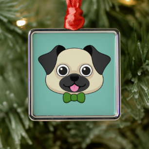 Niedlich Happy Mops Dog mit Papillon Ornament Aus Metall