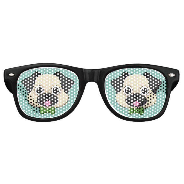 Niedlich Happy Mops Dog mit Papillon Partybrille (Vorderseite)