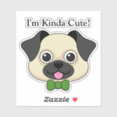 Niedlich Happy Mops Dog mit Papillon | Personalisi Aufkleber (Blatt)