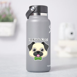 Niedlich Happy Mops Dog mit Papillon Personalisi Aufkleber