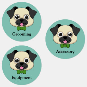 Niedlich Happy Mops Dog mit Papillon   Personalisi Etiketten