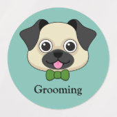 Niedlich Happy Mops Dog mit Papillon | Personalisi Etiketten (Design 1)