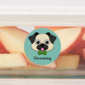 Niedlich Happy Mops Dog mit Papillon | Personalisi Etiketten (Befestigt)