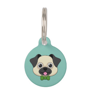 Niedlich Happy Mops Dog mit Papillon Personalisi Haustiermarke