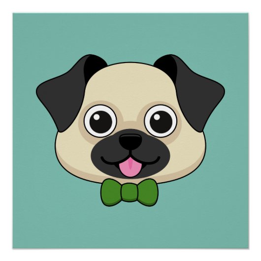 Niedlich Happy Mops Dog mit Papillon Poster (Vorderseite)