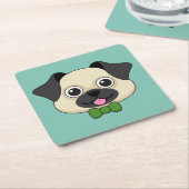 Niedlich Happy Mops Dog mit Papillon Rechteckiger Pappuntersetzer (angewinkelt)