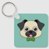 Niedlich Happy Mops Dog mit Papillon Schlüsselanhänger (Vorderseite)