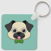 Niedlich Happy Mops Dog mit Papillon Schlüsselanhänger (Rückseite)