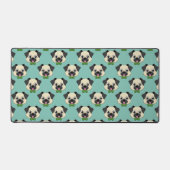 Niedlich Happy Mops Dog mit Papillon Schreibtischunterlage (Vorderseite)