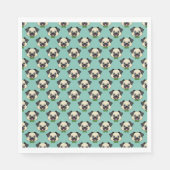 Niedlich Happy Mops Dog mit Papillon Serviette (Vorderseite)