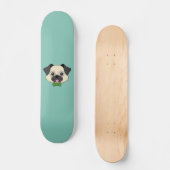 Niedlich Happy Mops Dog mit Papillon Skateboard (Vorderseite)