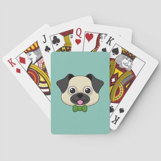 Niedlich Happy Mops Dog mit Papillon Spielkarten (Rückseite)