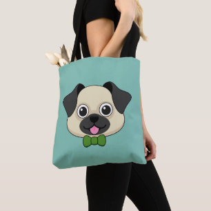 Niedlich Happy Mops Dog mit Papillon Tasche