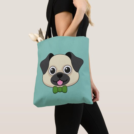 Niedlich Happy Mops Dog mit Papillon Tasche (Von Nahem)