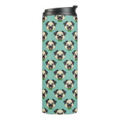 Niedlich Happy Mops Dog mit Papillon Thermosbecher (Nach links gedreht)