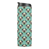 Niedlich Happy Mops Dog mit Papillon Thermosbecher (Nach rechts gedreht)