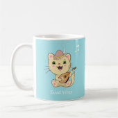 Niedlich Happy Musical Ginger Tabby Cat on Light B Kaffeetasse (Links)