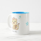 Niedlich Happy Musical Ginger Tabby Cat Two-Tone C Zweifarbige Tasse (Vorderseite Links)