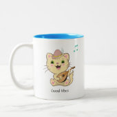 Niedlich Happy Musical Ginger Tabby Cat Two-Tone C Zweifarbige Tasse (Links)