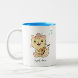 Niedlich Happy Musical Ginger Tabby Cat Two-Tone C Zweifarbige Tasse