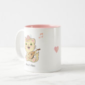 Niedlich Happy Musical Ginger Tabby Cat Zweifarbige Tasse (Vorderseite Links)