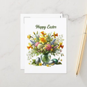 Niedlich Happy Oaster Blume hinzufügen Feiertagspostkarte