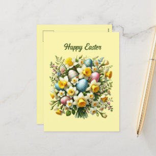 Niedlich Happy Oaster Blume hinzufügen Feiertagspostkarte