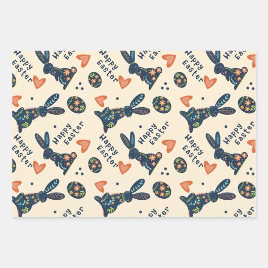 Niedlich Happy Oaster Bunny Muster Custom Folk Geschenkpapier Set (Vorderseite)
