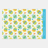 Niedlich Happy Oaster Bunny Pattern mit Kid Name Geschenkpapier Set (Vorderseite 3)