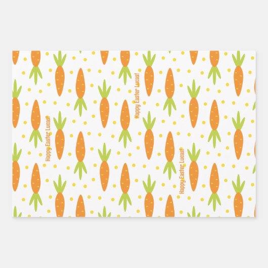 Niedlich Happy Oaster Bunny Pattern mit Kid Name Geschenkpapier Set (Vorderseite 2)