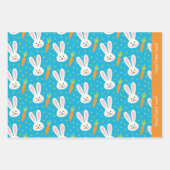 Niedlich Happy Oaster Bunny Pattern mit Kid Name Geschenkpapier Set (Vorderseite)