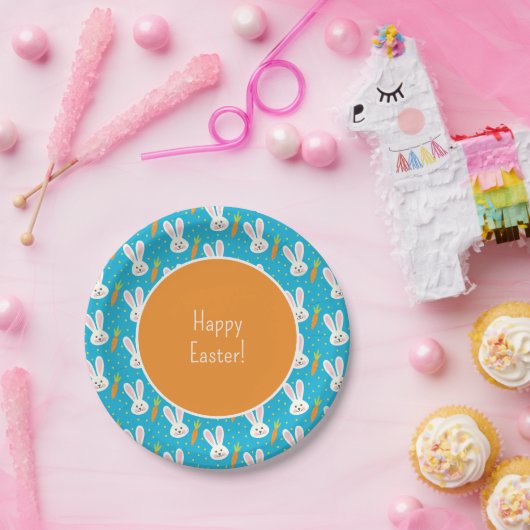 Niedlich Happy Oaster Bunny Pattern mit Text-Party Pappteller (Party)