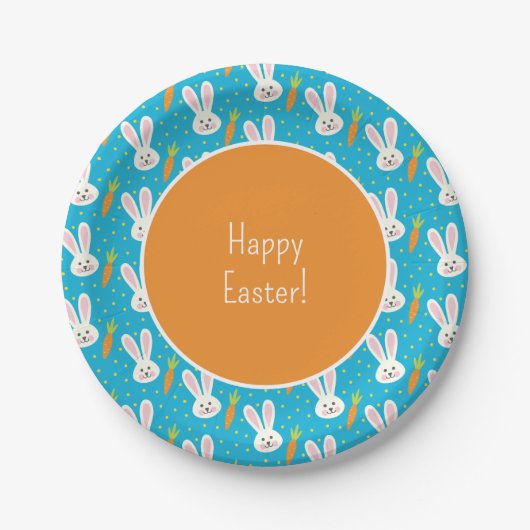 Niedlich Happy Oaster Bunny Pattern mit Text-Party Pappteller (Vorderseite)