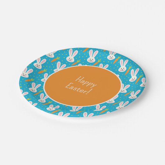 Niedlich Happy Oaster Bunny Pattern mit Text-Party Pappteller (Schrägansicht)