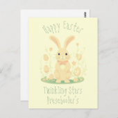 Niedlich Happy Oaster Bunny Rabbit Preschool Gelb Postkarte (Vorne/Hinten)