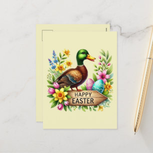 Niedlich Happy Oaster Ente hinzufügen Feiertagspostkarte
