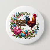 Niedlich Happy Oaster Hahn Button (Vorderseite)