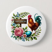 Niedlich Happy Oaster Hahn Button (Vorderseite)