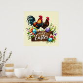 Niedlich Happy Oaster Hahn Poster (Küche)