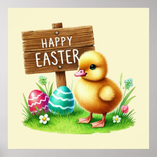 Niedlich Happy Oaster Hahn Poster (Vorne)