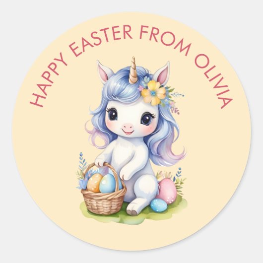 Niedlich Happy Oaster individuell anpassbare Einho Runder Aufkleber (Vorderseite)